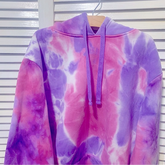 Pink and purple tie dye hoodie - Picture 3 of 4